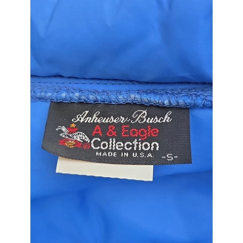 Vintage '70s '80s Natural Light Beer Puffer Vest Size Small Blue USA‎ A & Eagle